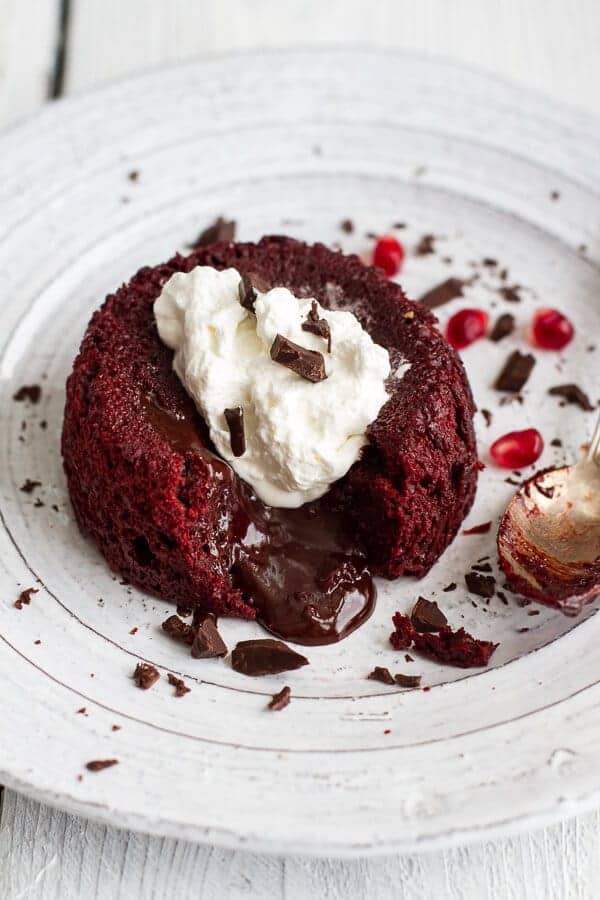 Red Velvet Molten Chocolate Lava Cakes with Chocolate Ganache Center | halfbakedharvest.com
