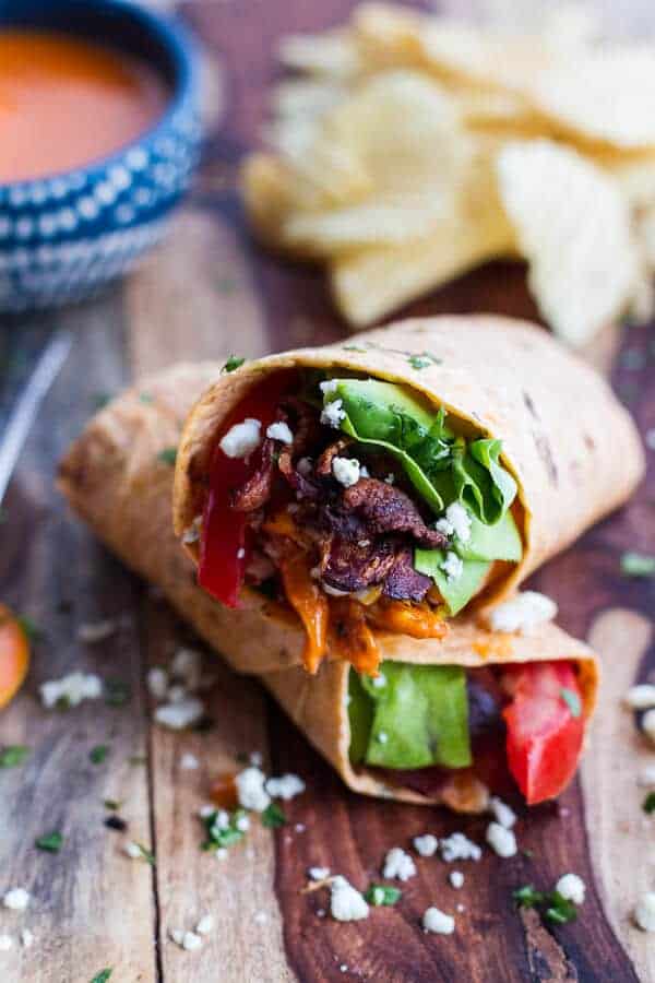 Buffalo Chicken + Avocado BLT Wraps | halfbakedharvest.com