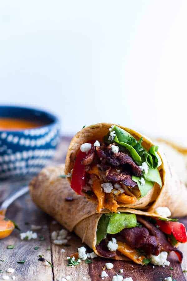 Buffalo Chicken + Avocado BLT Wraps | halfbakedharvest.com