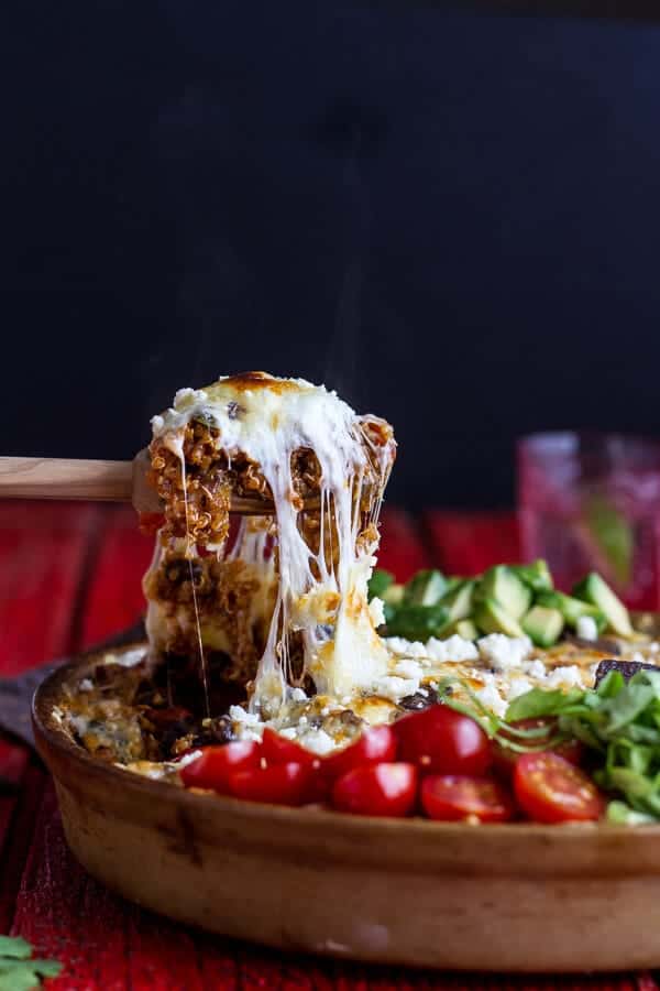 Cheesy Black Bean + Quinoa Taco Bake | halfbakedharvest.com