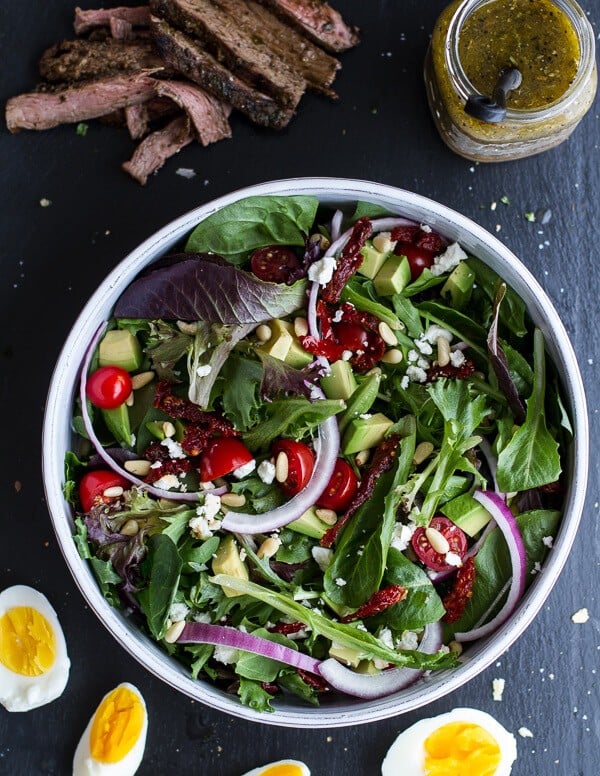 Greek Steak Salad French Bread with Soft Boiled Eggs + Feta | halfbakedharvest.com/