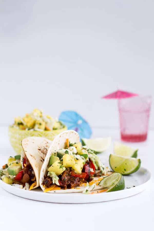 Hawaiian Hula Pork Fajitas with Pineapple Slaw + Coconut Rice | halfbakedharvest.com