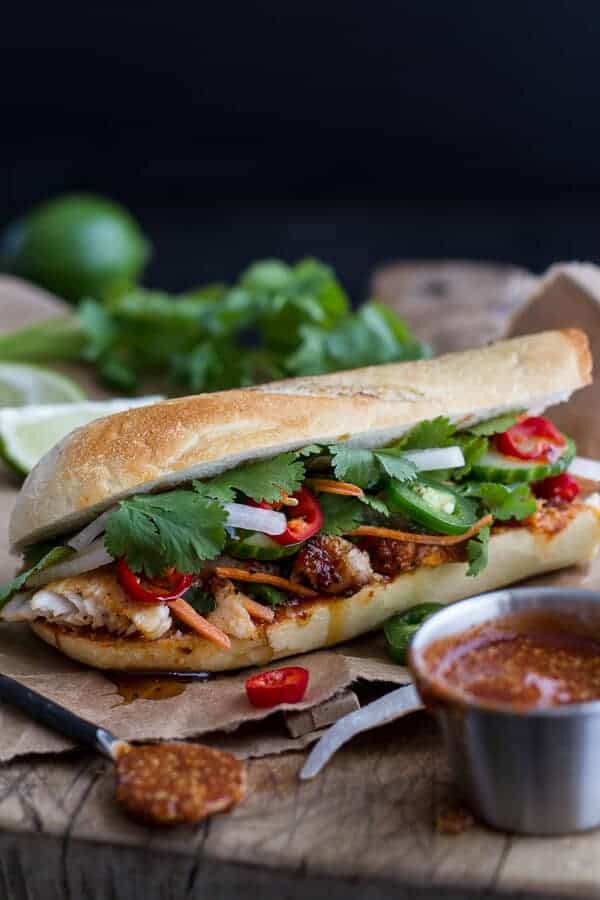 Mahi Mahi Banh Mi with Spicy Curried Mayo + Fried Eggs | halfbakedharvest.com