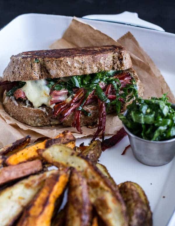 Savory Corn Beef Brisket + Irish Cheddar French Toast with Kale Pesto Slaw | halfbakedharvest.com