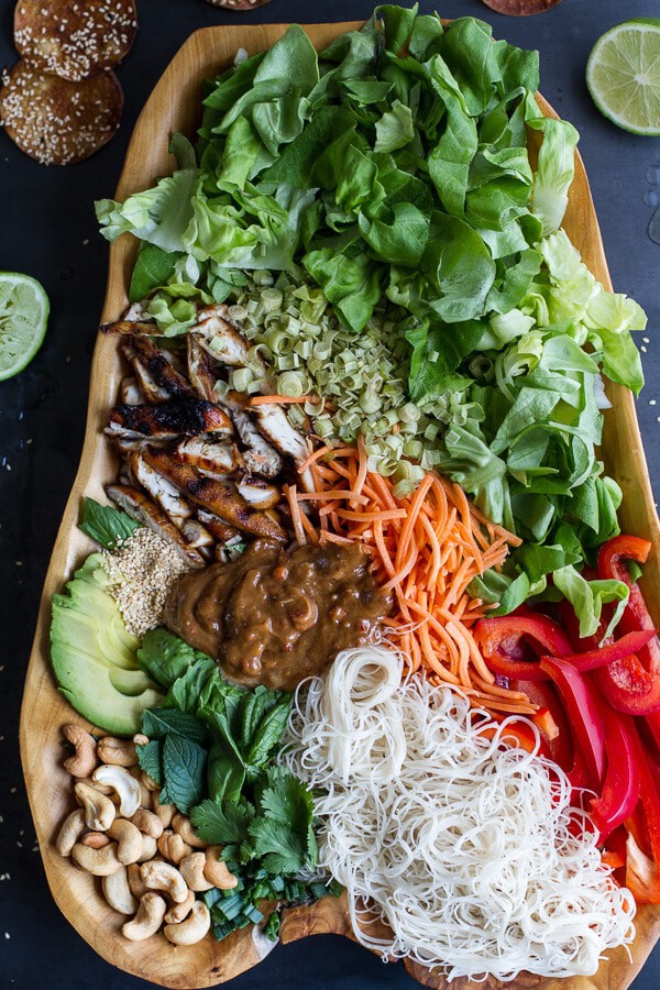Vietnamese Chicken, Avocado + Lemongrass Spring Roll Salad With Hoisin Crackers | halfbakedharvest.com