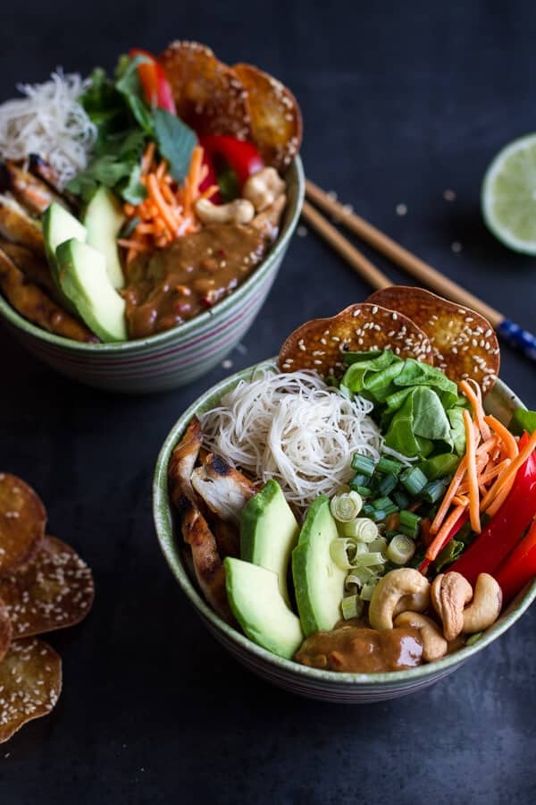 Vietnamese Chicken, Avocado + Lemongrass Spring Roll Salad With Hoisin Crackers | halfbakedharvest.com