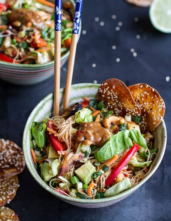 Vietnamese Chicken, Avocado + Lemongrass Spring Roll Salad With Hoisin Crackers | halfbakedharvest.com