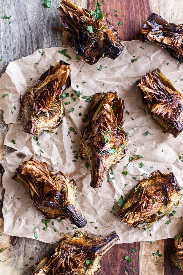 Pan Fried Lemony Artichokes with Asparagus Pistachio Pesto Pasta | halfbakedharvest.com @hbharvest