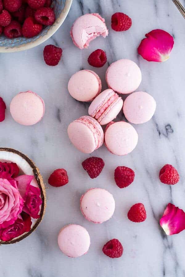 Coconut Raspberry Macarons With Raspberry Rose Buttercream | halfbakedharvest.com