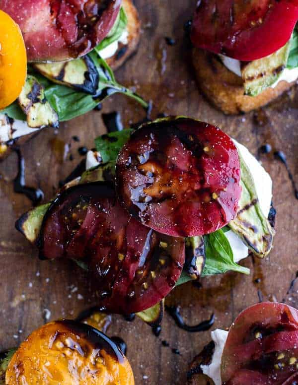 Grilled Caprese Toast with Burrata Cheese + Grilled Avocados | halfbakedharvest.com