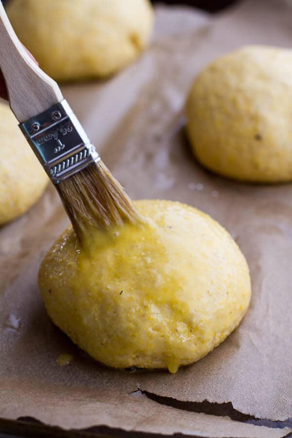 Salted Honey Butter Cornbread Brioche Burger Buns | halfbakedharvest.com