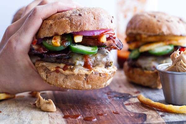 Spicy Penut Butter bacon Sliders | halfbakedharvest.com