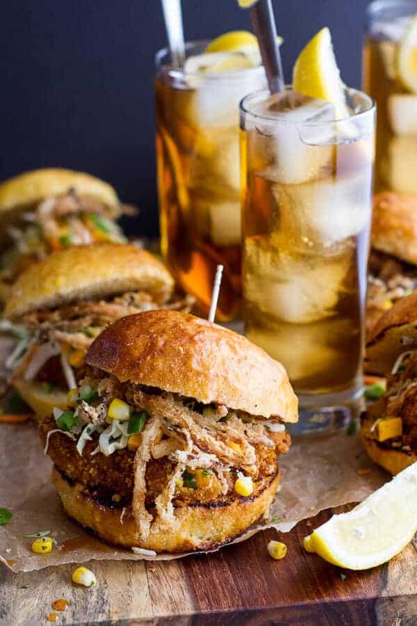 Sweet-Tea-Oven-Fried-Chicken-Sliders-w-Jalapeño-Cheddar-Corn-Slaw-+-Crispy-Onions.-1