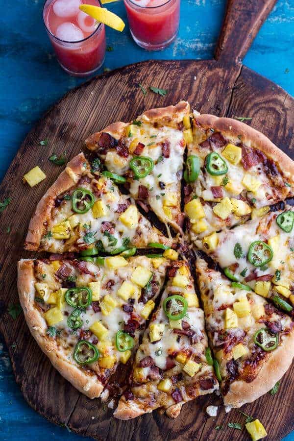 The TJ Hooker Pizza (Chipotle BBQ and Sweet Chili Pineapple + Jalapeño Pizza with Bacon)! | halfbakedharvest.com