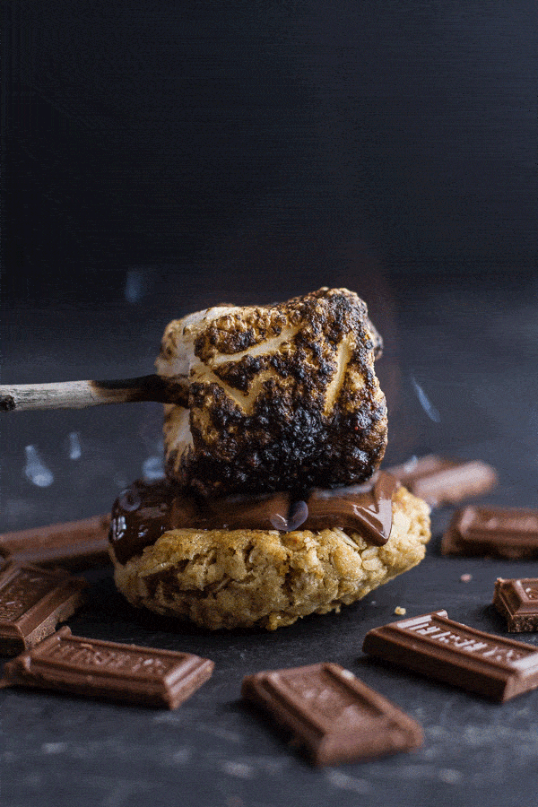 Oatmeal Chocolate Chip + Graham Cracker Cookie S'mores | halfbakedharvest.com