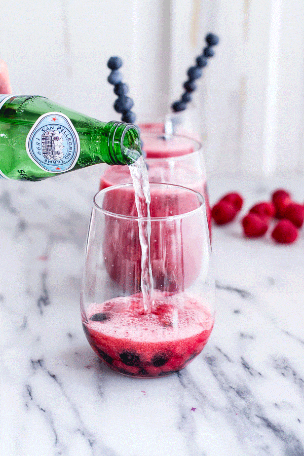 Raspberry-Rhubarb Bellini Smoothie w- Blueberries (Virgin...or not so Virgin) (VIDEO) | halfbakedharvest.com
