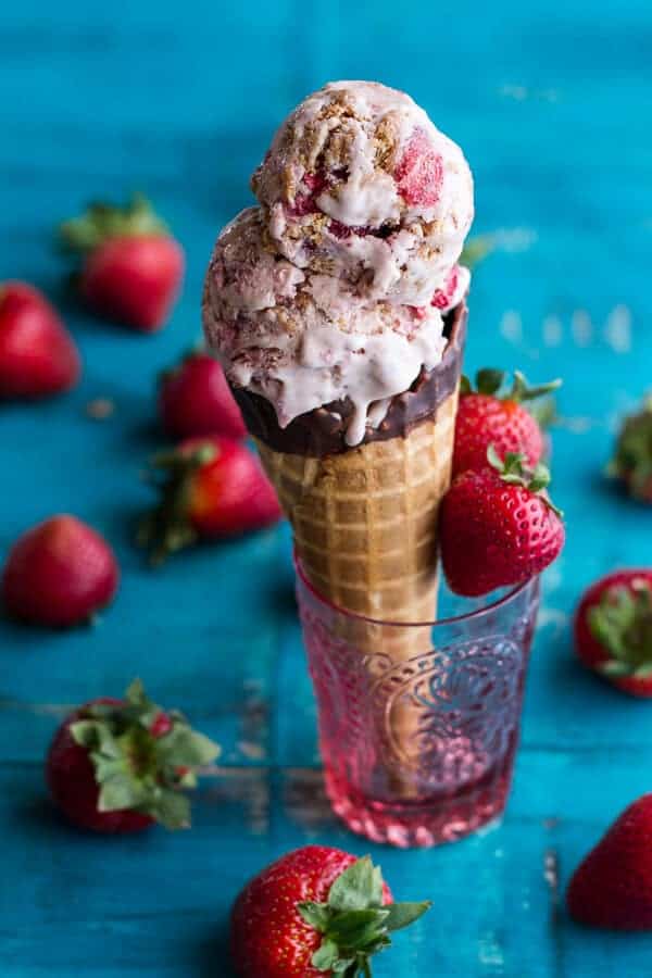 Caramelized Strawberry and Graham Cracker Crumble Ice Cream | halfbakedharvest.com