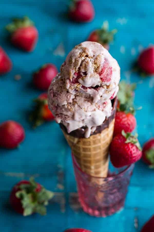 Caramelized Strawberry and Graham Cracker Crumble Ice Cream | halfbakedharvest.com