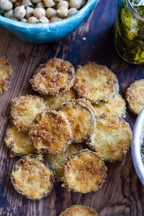 Greek Olive Pesto and Fried Zucchini Grilled Pitas w/Marinated Feta + Garbanzo Beans | halfbakedharvest.com
