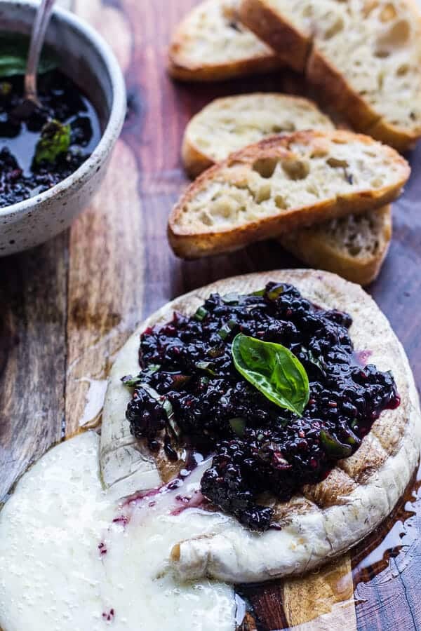 Grilled Brie with Blackberry Basil Smash Salsa + Charred Bread | halfbakedharvest.com