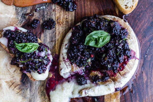 Grilled Brie with Blackberry Basil Smash Salsa + Charred Bread | halfbakedharvest.com