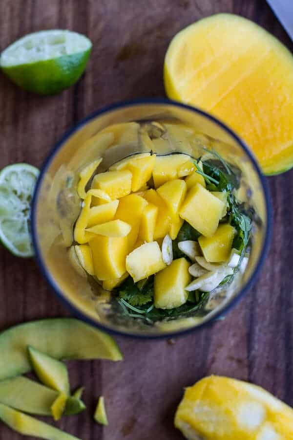 Grilled Chiles Rellenos with Chipotle Peach Mojo Shrimp | halfbakedharvest.com