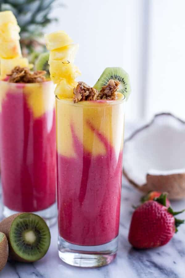 Extra Tropical Swirled Fruit Smoothie | halfbakedharvest.com