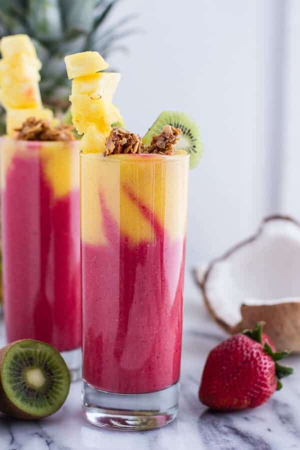 Extra Tropical Swirled Fruit Smoothie | halfbakedharvest.com
