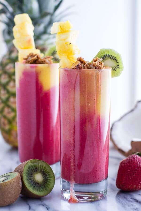 Extra Tropical Swirled Fruit Smoothie | halfbakedharvest.com