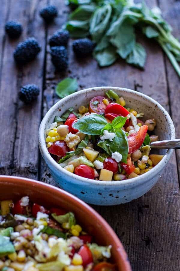 Easy Summer Herb and Chickpea Chopped Salad with Goat Cheese | halfbakedharvest.com
