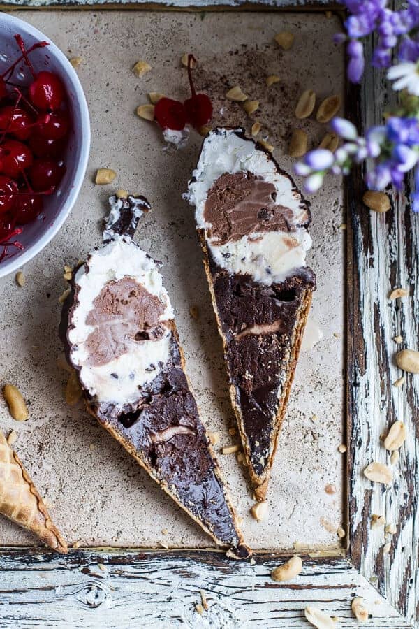 Hot Fudge Brownie and Double Scooped Ice Cream Sundae High Hat Cupcakes...in a Cone! | halfbakedharvest.com