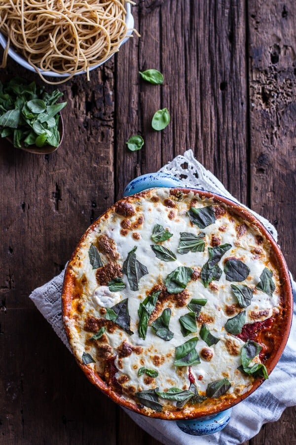 Quinoa Crusted Baked Three-Cheese Zucchini and Eggplant Parmesan | halfbakedharvest.com @hbharvest