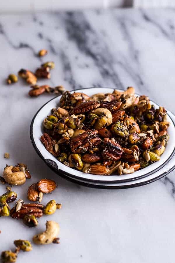 Sweet Balsamic Strawberries w-Whipped Ricotta Cream and Maple Glazed Seeded Nuts | halfbakedharvest.com