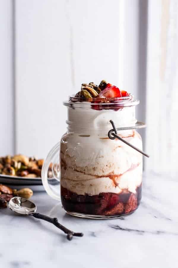 Sweet Balsamic Strawberries w-Whipped Ricotta Cream and Maple Glazed Seeded Nuts | halfbakedharvest.com