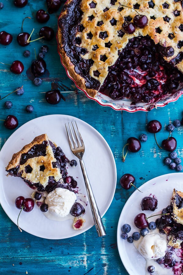 Vanilla Bourbon Cherry-Blueberry Pie | halfbakedharvest.com