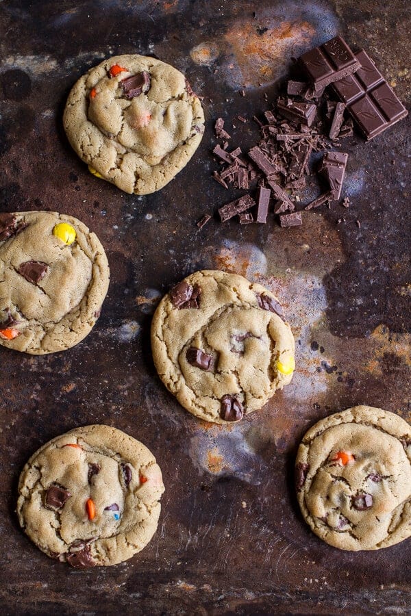 Double Trouble Chocolate Chunk Peanut Butter Honey Cookies | halfbakedharvest.com @hbharvest