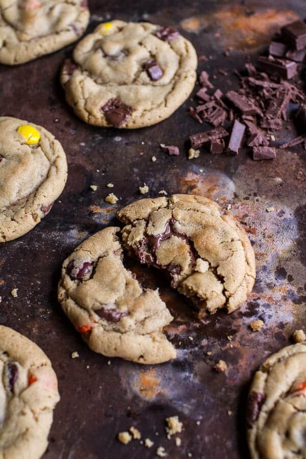 Double Trouble Chocolate Chunk Peanut Butter Honey Cookies | halfbakedharvest.com @hbharvest