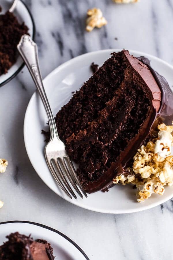 Healthier Chocolate Lovers Sweet Corn and Hazelnut Crunch Chocolate Cake w-Ganache | halfbakedharvest.com @hbharvest