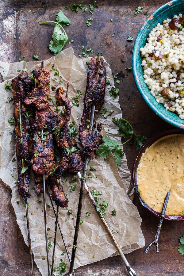 Indian Style Beef Satay with Curried Cashew Sauce | halfbakedharvest.com @hbharvest