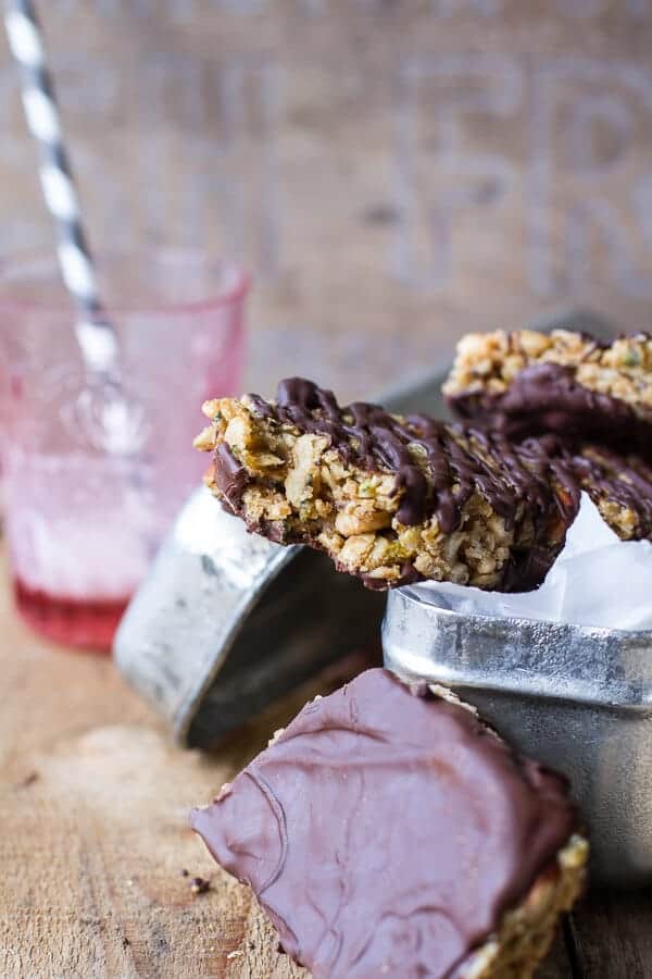 Milk Chocolate Dipped Zucchini Granola Bars | halfbakedharvest.com @hbharvest