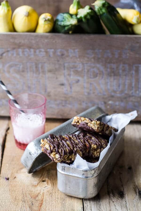 Milk Chocolate Dipped Zucchini Granola Bars | halfbakedharvest.com @hbharvest