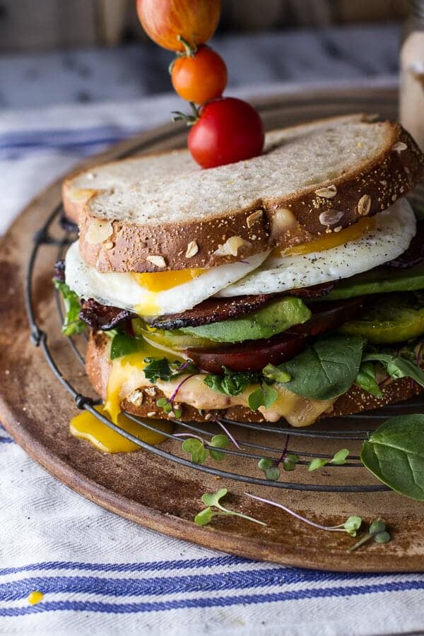 Bourbon Caramelized Bacon and Heirloom Tomato BLT w/Fried Eggs + Smoked Gouda | halfbakedharvest.com @hbharvest