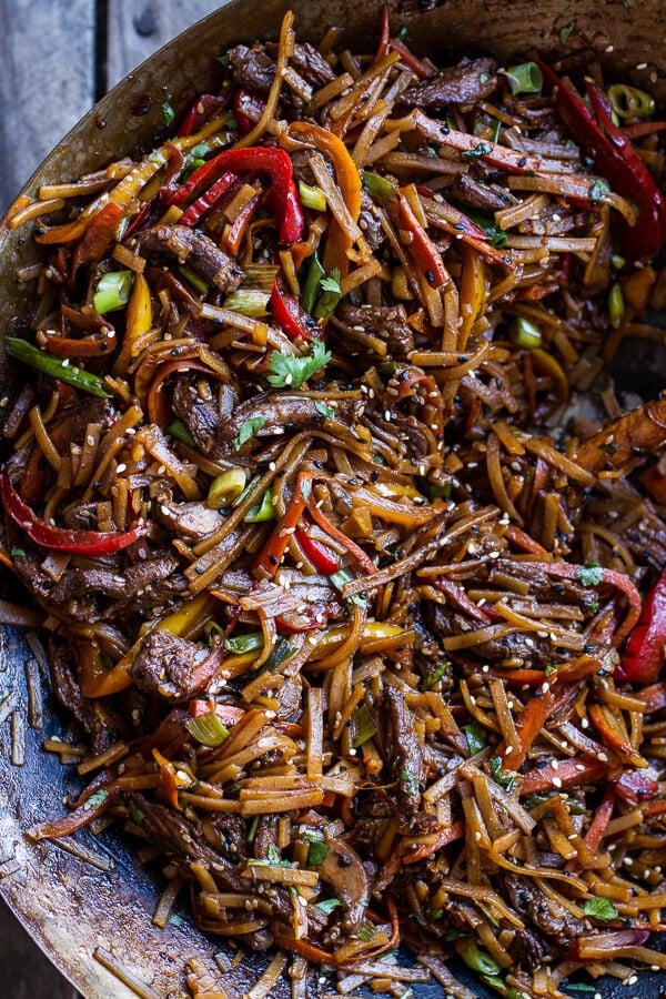 30-Minute Stir Fried Korean Beef and Toasted Sesame Noodles | halfbakedharvest.com @hbharvest