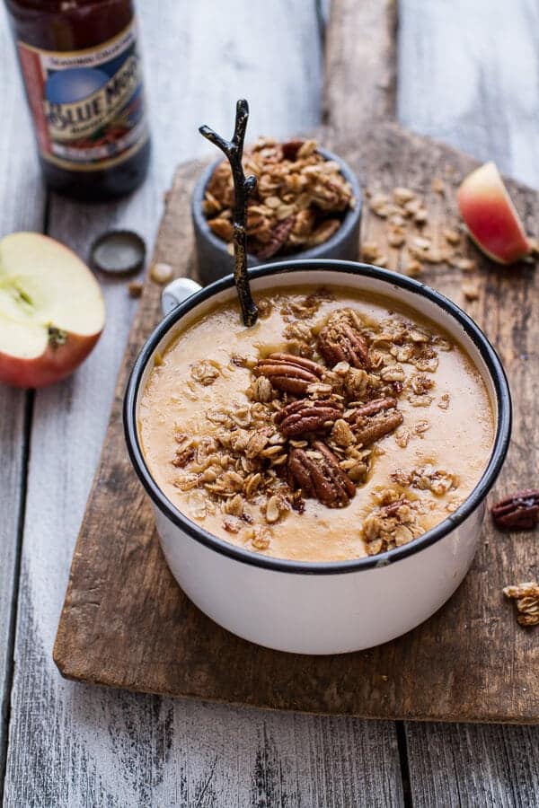 Brie + Cheddar Apple Beer Soup with Cinnamon Pecan Oat Crumble | halfbakedharvest.com @hbharvest