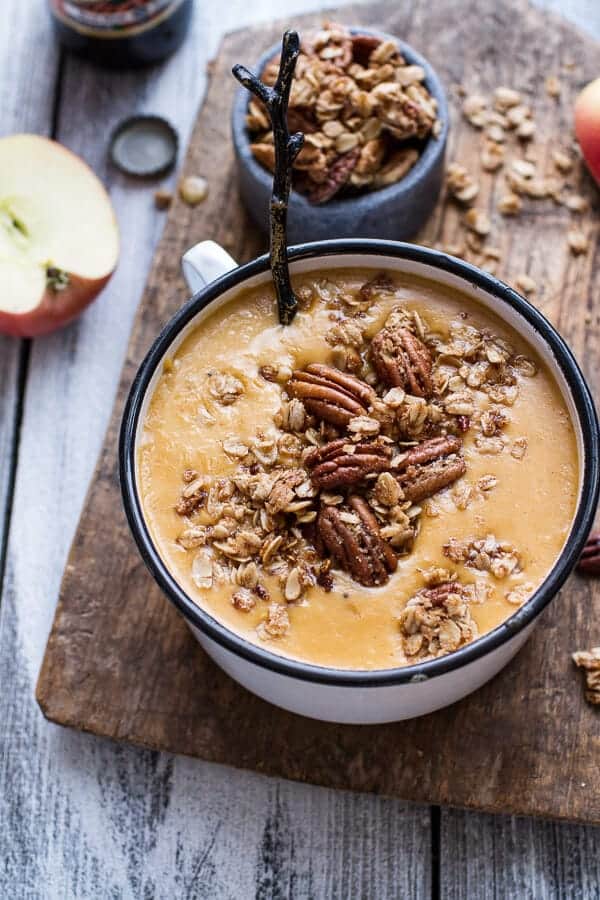 Brie + Cheddar Apple Beer Soup with Cinnamon Pecan Oat Crumble | halfbakedharvest.com @hbharvest