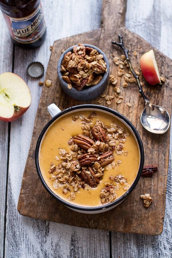 Brie + Cheddar Apple Beer Soup with Cinnamon Pecan Oat Crumble | halfbakedharvest.com @hbharvest