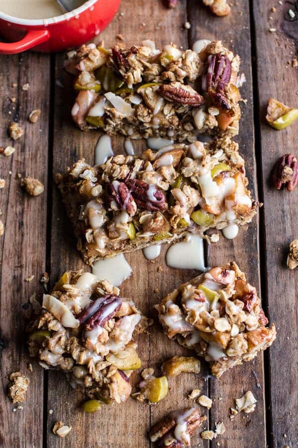Brown Butter Caramelized Apple Crisp Bars w-Pecan Streusel + Mascarpone Maple Glaze | halfbakedharvest.com @hbharvest