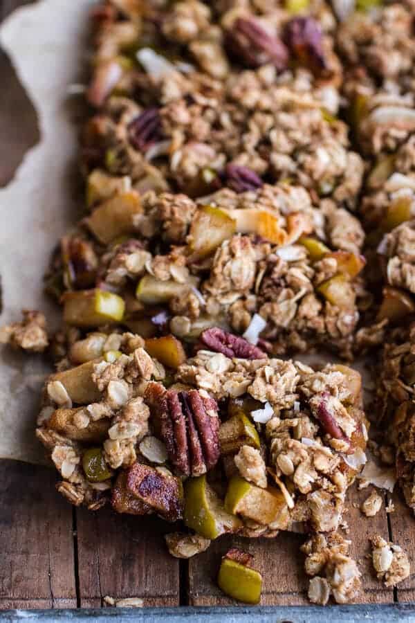 Brown Butter Caramelized Apple Crisp Bars w-Pecan Streusel + Mascarpone Maple Glaze | halfbakedharvest.com @hbharvest