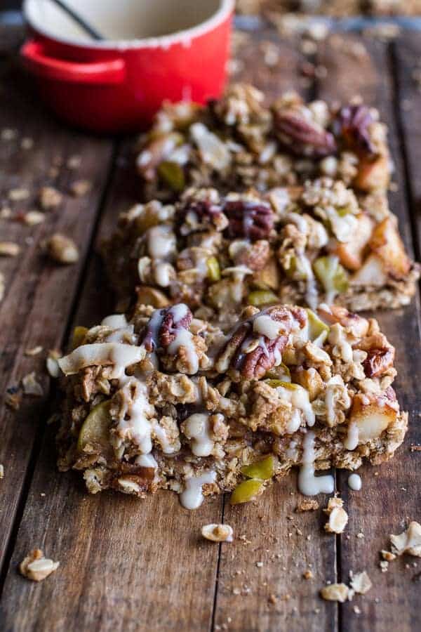 Brown Butter Caramelized Apple Crisp Bars w-Pecan Streusel + Mascarpone Maple Glaze | halfbakedharvest.com @hbharvest
