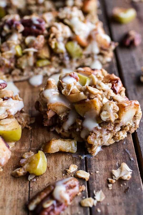 Brown Butter Caramelized Apple Crisp Bars w-Pecan Streusel + Mascarpone Maple Glaze | halfbakedharvest.com @hbharvest